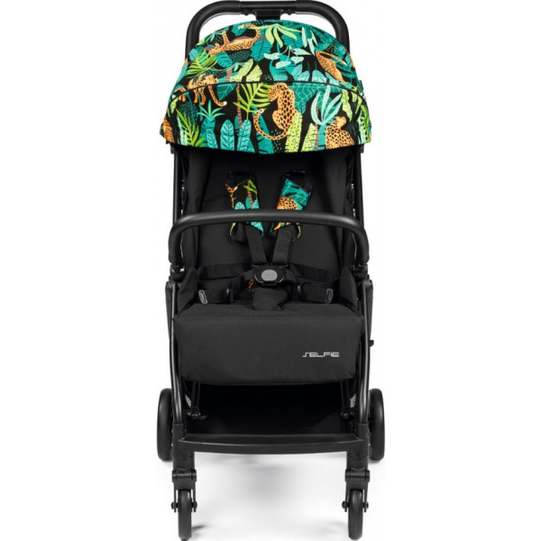 Фото - Коляска прогулочная Peg-Perego Selfie Jaguars (черная с тропическим рисунком)