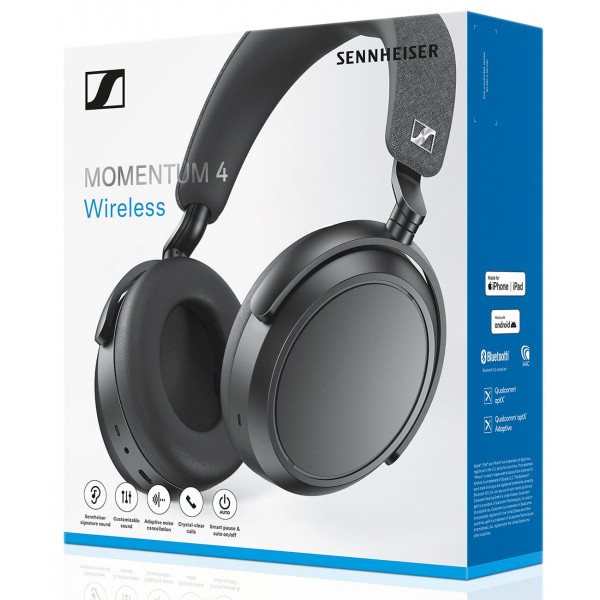 Фото - Наушники полноразмерные беспроводные Sennheiser MOMENTUM 4 Wireless Black (M4AEBT Black/509266)