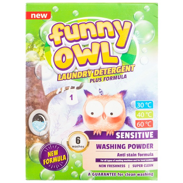 Фото - Пральний порошок Funny Owl Sensitive 420 г (5903855501096)