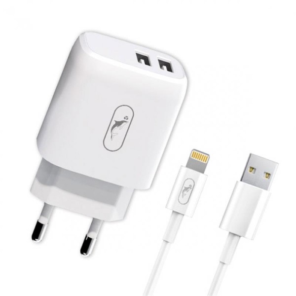 Фото - Сетевое зарядное устройство SkyDolphin SC22EBL (2USB, 2.1A) White + кабель Lightning (MZP-000162) Фото - Сетевое зарядное устройство SkyDolphin SC22EBL (2USB, 2.1A) White + кабель Lightning (MZP-000162)