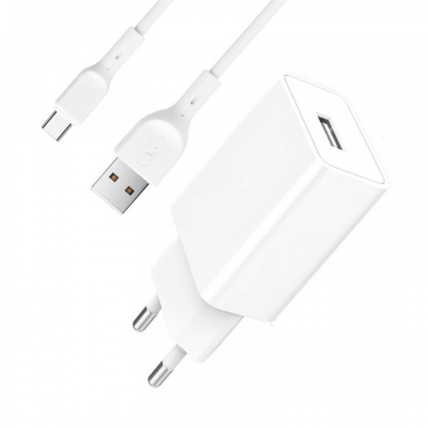 Фото - Мережевий зарядний пристрій SkyDolphin SC36T (1USB, 2.4A) White + кабель Type-C (MZP-000117)