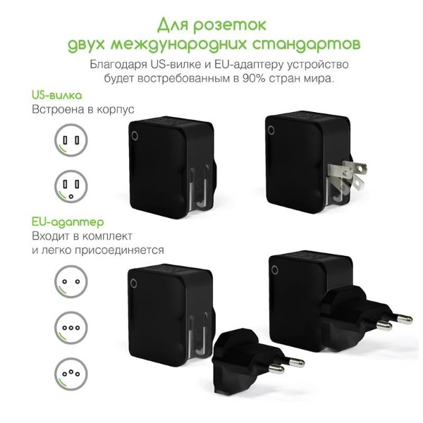Фото - Мережевий зарядний пристрій Intaleo TCA242 (2USB, 2.4A) Black (1283126491733)