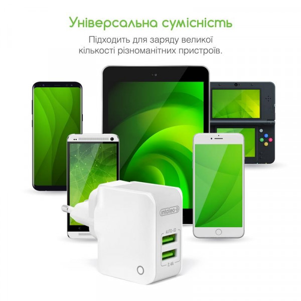 Фото - Мережевий зарядний пристрій Intaleo TCA242 (2USB 2.4A) White (1283126477492)