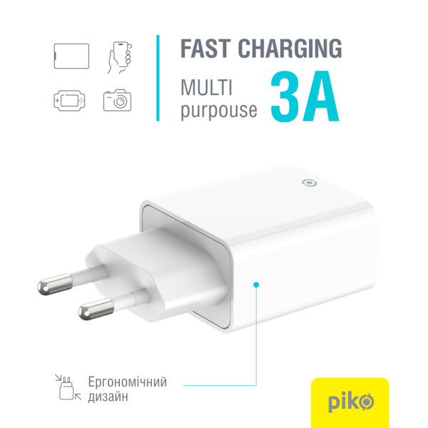 Фото - Сетевое зарядное устройство Piko TC-PD332 1USB-Cx3A 1USBx3A 33W White (1283126597794)