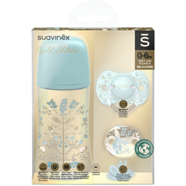 Фото - Пляшка для годування Suavinex Gold Edition блакитний (307878)