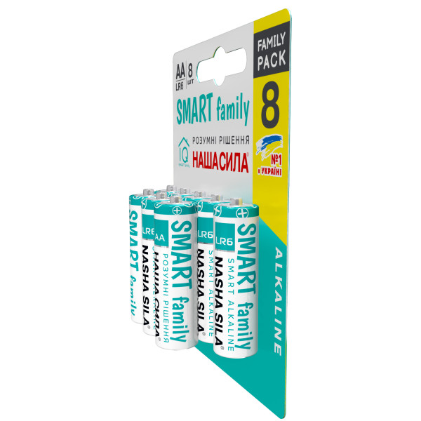 Фото - Батарейка тип AA Наша Сила SMART AA (LR6) 8 на блістері (6922363163489)