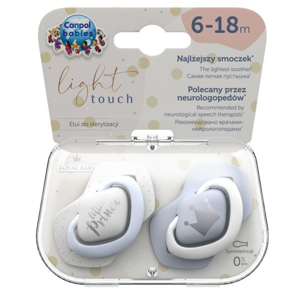 Фото - Симетрична пустушка Canpol babies ROYAL BABY 6-18 міс 2 шт. блакитна (22/651_blu)