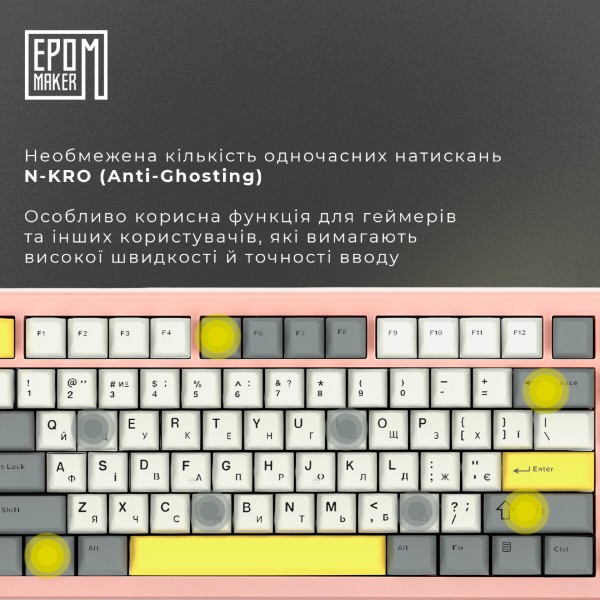 Фото - Клавіатура бездротова ігрова EPOMAKER Shadow-S TKL Wisteria Linear Switch Hot-Swap RGB Pink (SHS-P-WL)