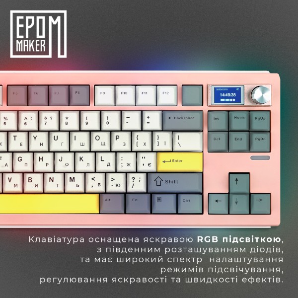 Фото - Клавіатура бездротова ігрова EPOMAKER Shadow-S TKL Wisteria Linear Switch Hot-Swap RGB Pink (SHS-P-WL)