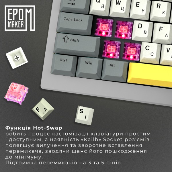 Фото - Клавиатура беспроводная игровая EPOMAKER Shadow-X Flamingo Switch Hot-Swap RGB Black (SHX-B-F)