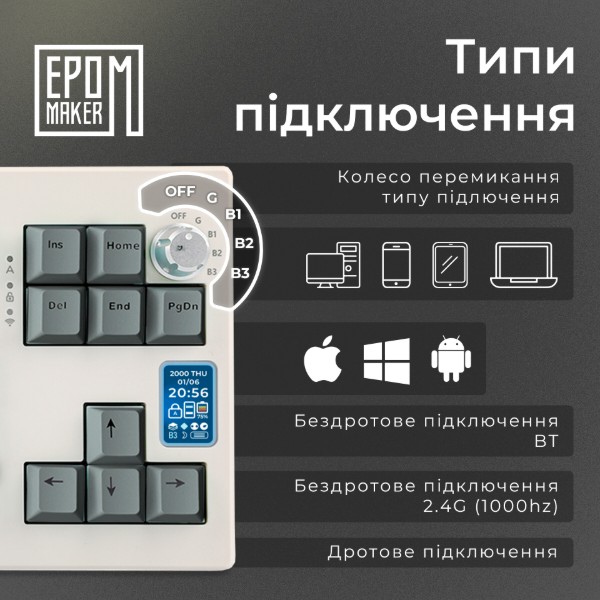 Фото - Клавиатура беспроводная игровая EPOMAKER Shadow-X Mulan Switch Hot-Swap RGB White (SHX-W-M)