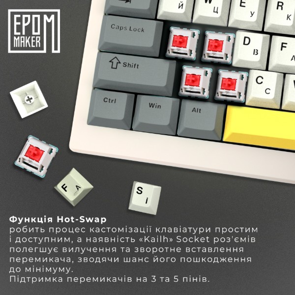 Фото - Клавиатура беспроводная игровая EPOMAKER Shadow-X Mulan Switch Hot-Swap RGB White (SHX-W-M)