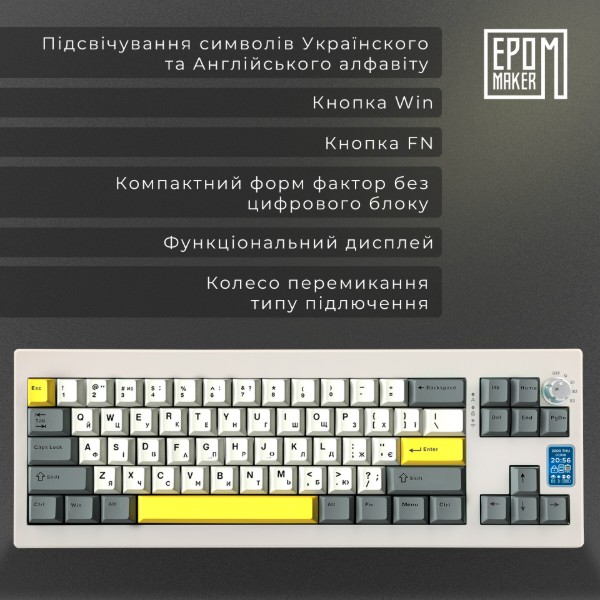 Фото - Клавиатура беспроводная игровая EPOMAKER Shadow-X Wisteria Linear Switch Hot-Swap RGB White (SHX-W-WL)