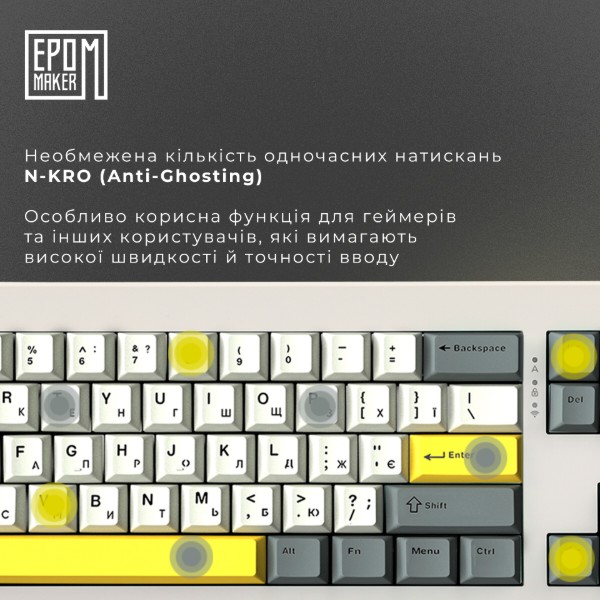 Фото - Клавиатура беспроводная игровая EPOMAKER Shadow-X Wisteria Linear Switch Hot-Swap RGB White (SHX-W-WL)