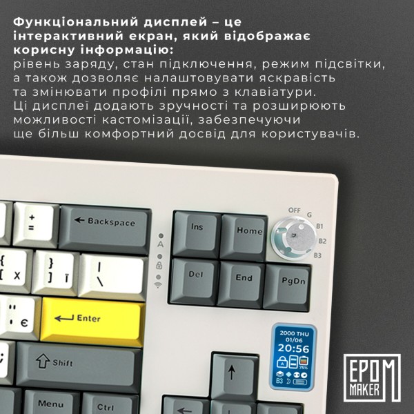 Фото - Клавиатура беспроводная игровая EPOMAKER Shadow-X Wisteria Linear Switch Hot-Swap RGB White (SHX-W-WL)
