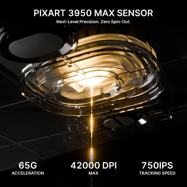Фото - Мышь беспроводная игровая Attack Shark V8 Ultra-Light, Wireless/Bluetooth, 42000dpi. (PAW3950MAX), 6кн., Black (V8B_AS)