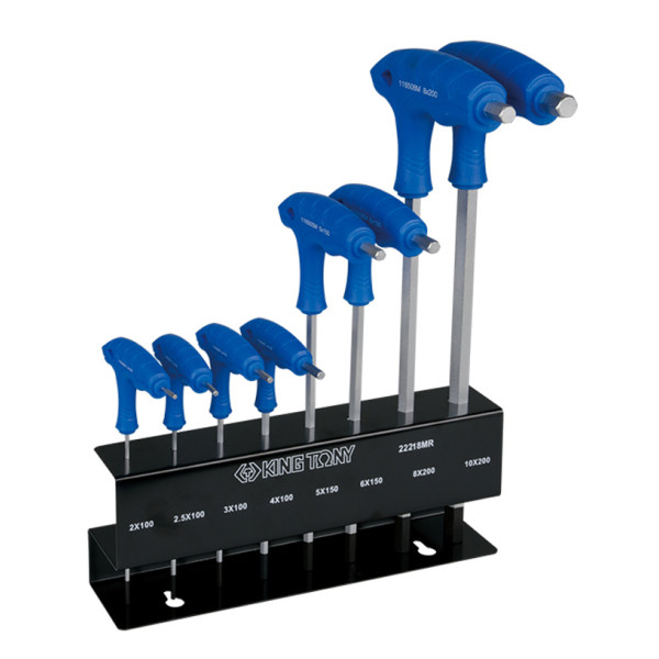 Фото - Набір шестигранних ключів KING TONY Г-подібні екстрадовгі 8 шт. 2-10 мм (22218MR)