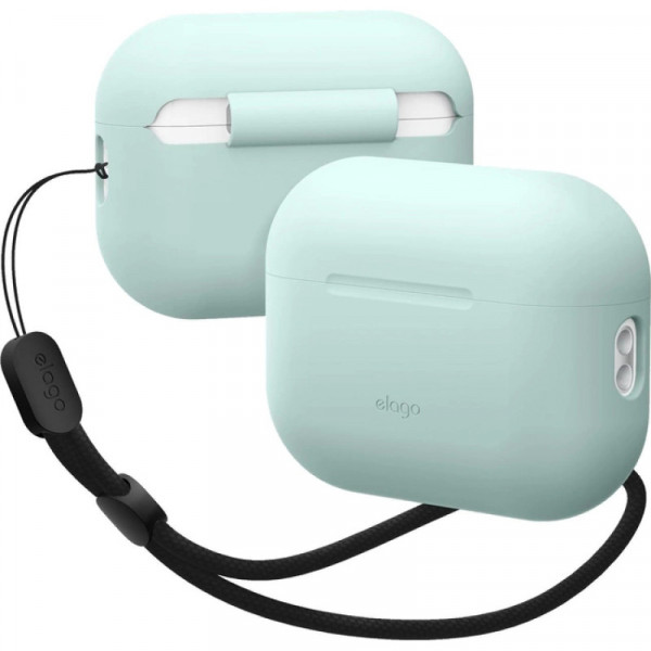 Фото - Чохол для навушників Elago Silicone Basic Case with Nylon Lanyard Mint for Airpods Pro 2nd Gen (EAPP2SC-BA+ROSTR-MT)
