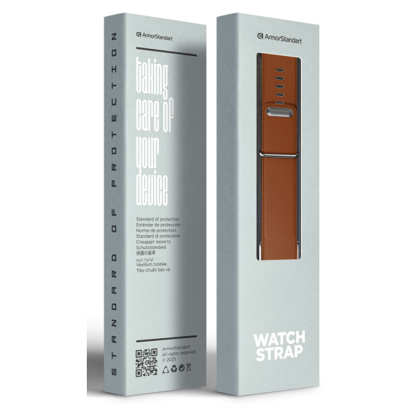 Фото - Ремінець для фітнес-браслета Armorstandart Leather Loop for Whoop 5.0 / MG Chestnut with Silver (ARM90088)