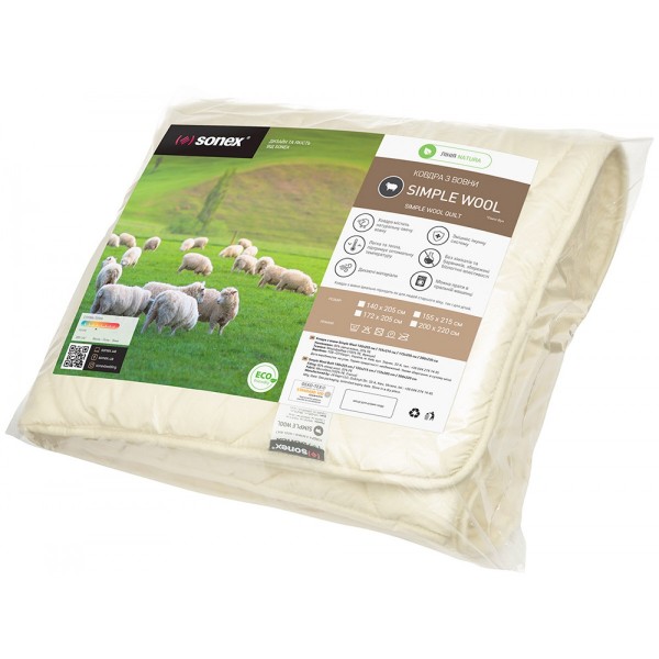 Фото - Одеяло демисезонное полуторное Sonex 155x215 шерсть SimpleWool (SO102376)