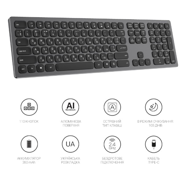 Фото - Клавиатура беспроводная OfficePro SK1550 Wireless Black (SK1550B)