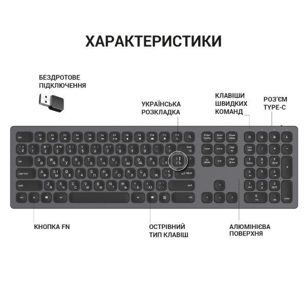 Фото - Клавиатура беспроводная OfficePro SK1550 Wireless Black (SK1550B)