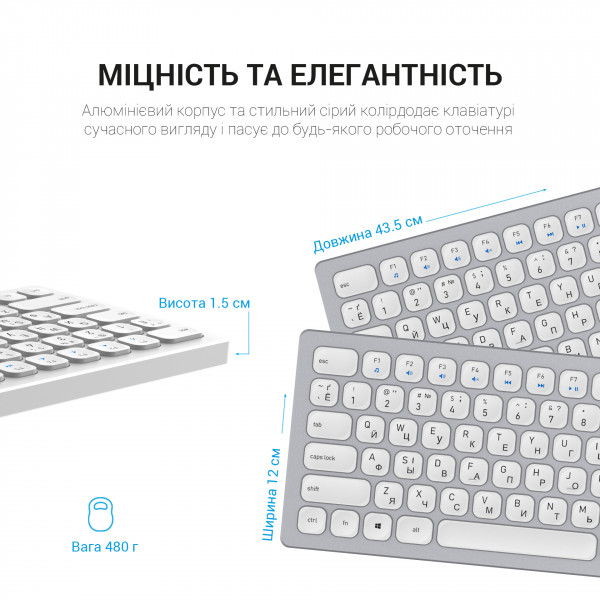Фото - Клавіатура бездротова OfficePro SK1550 Wireless White (SK1550W)