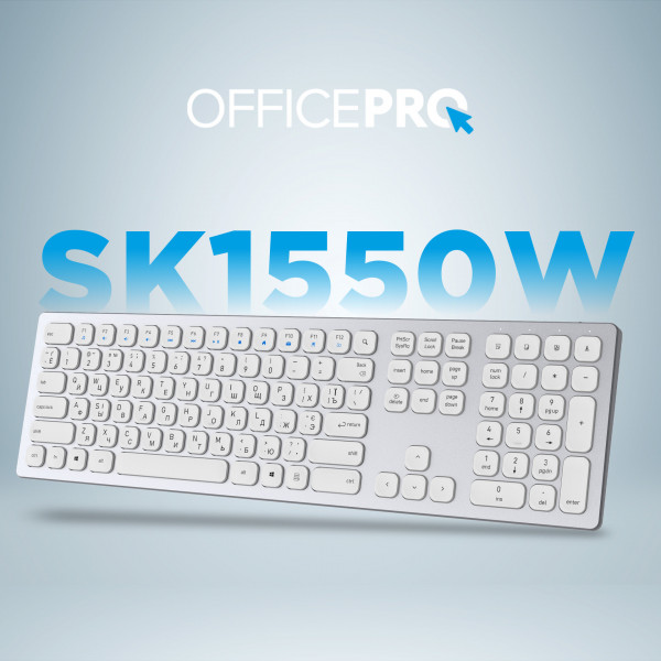 Фото - Клавіатура бездротова OfficePro SK1550 Wireless White (SK1550W)