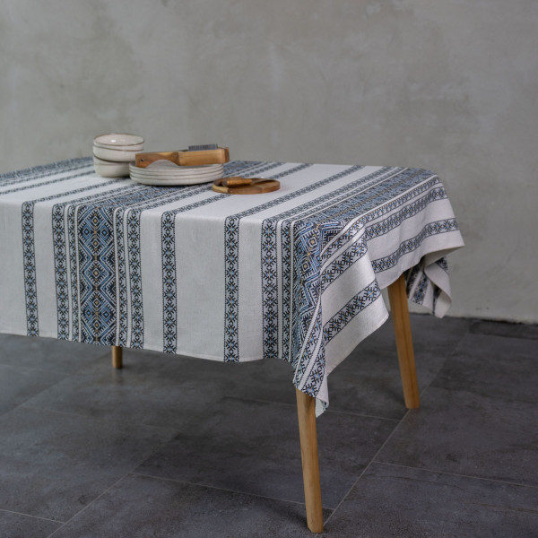 Фото - Скатертина прямокутна Едельвіка Кузьма блакитна 115х160 см (463-25/00)