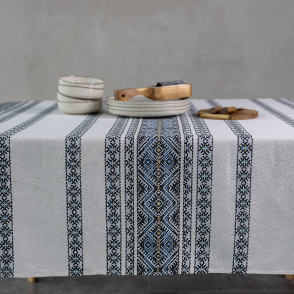 Фото - Скатертина прямокутна Едельвіка Кузьма блакитна 115х160 см (463-25/00)