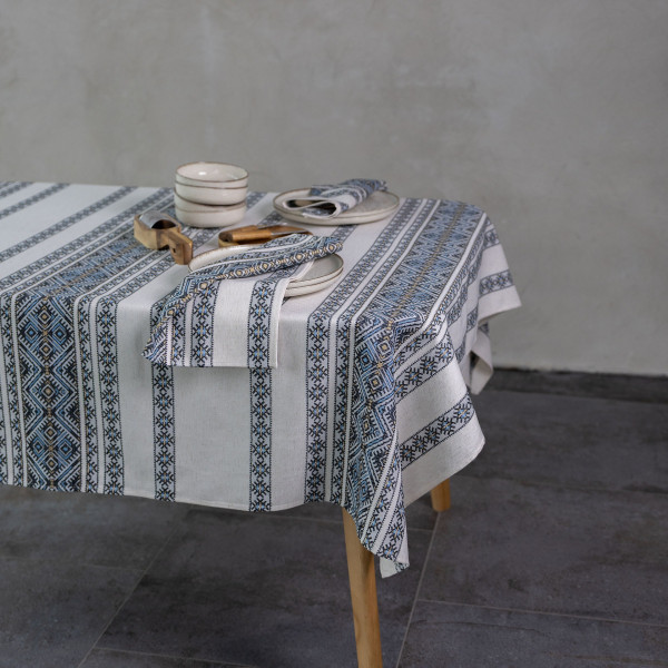 Фото - Скатертина прямокутна Едельвіка Кузьма блакитна 115х160 см (463-25/00)