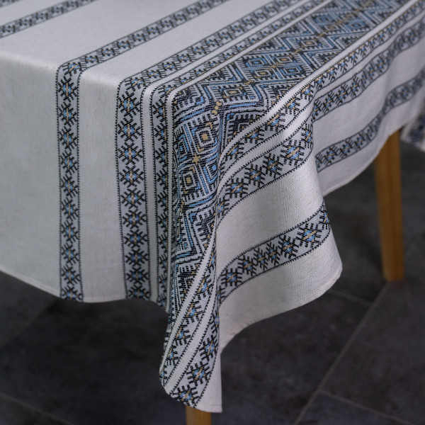 Фото - Скатертина прямокутна Едельвіка Кузьма блакитна 115х160 см (463-25/00)