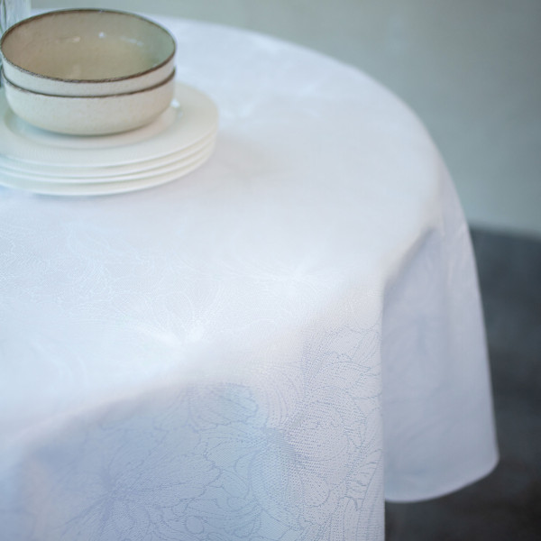 Фото - Скатерть круглая Едельвіка Мелисса белая d-160 см (116-23/00)