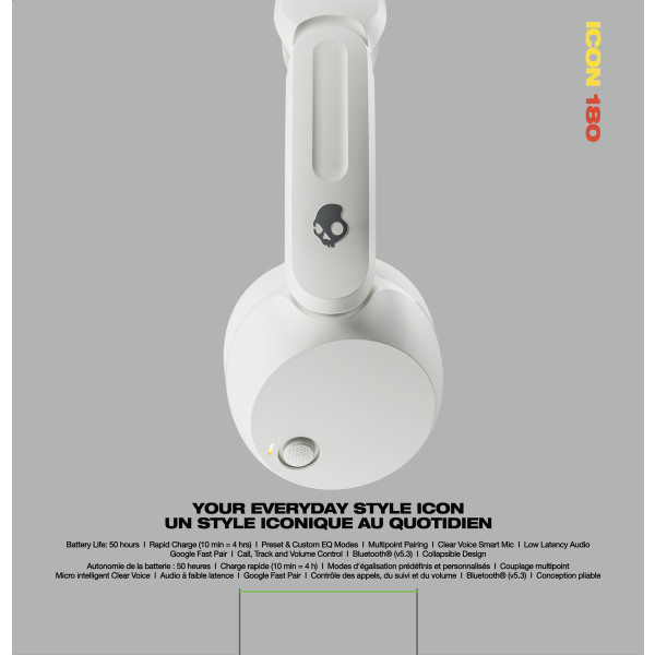 Фото - Навушники накладні бездротові Skullcandy Icon 180 Bone (S5IEW-T001)