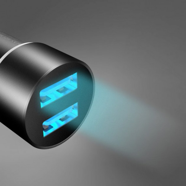 Фото - Автомобільний зарядний пристрій SkyDolphin SZ02 Aluminium (2USB, 2.4A) Black (AZP-000074)