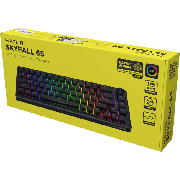 Фото - Клавиатура проводная игровая Hator Skyfall 65 Black (HTK1160UA)