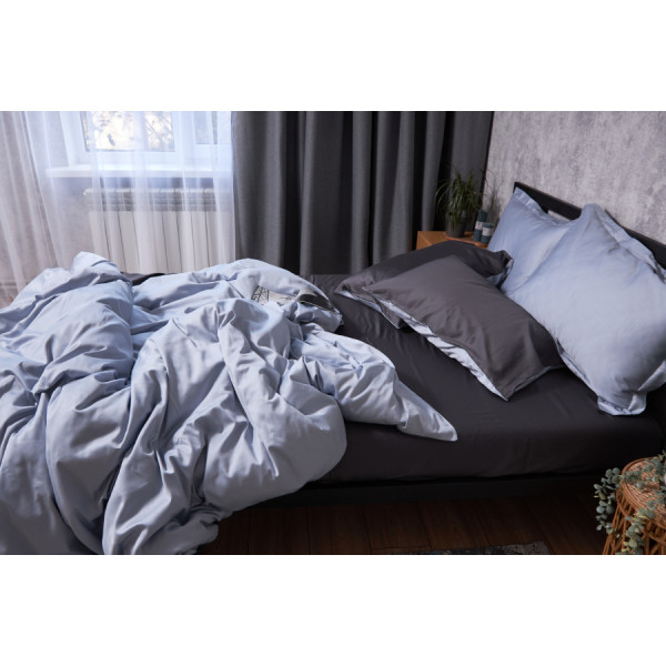 Фото - Комплект постільної білизни Moon&Star Satin Premium Skyline Gray 160х220 нав. 4х70х70 (MS-820002882)