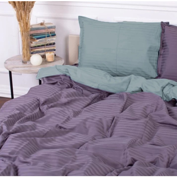 Фото - Комплект постельного белья детский MirSon Satin Stripe 30-0015 + 30-0011 Skylly 110х140 (2200005246825)