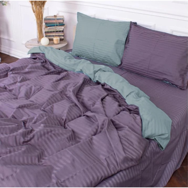 Фото - Комплект постельного белья детский MirSon Satin Stripe 30-0015 + 30-0011 Skylly 110х140 (2200005246825)