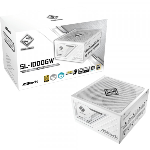 Фото - Блок живлення для ПК ASRock Steel Legend White 1000W (SL-1000GW)