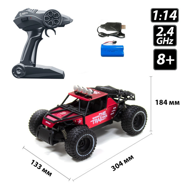 Фото - Радіокерована машинка
 Sulong Toys OFF-ROAD CRAWLER з р/к - RACE (матовий червоний, метал. корпус, акум.6V, 1:14) (SL-309RHMR)