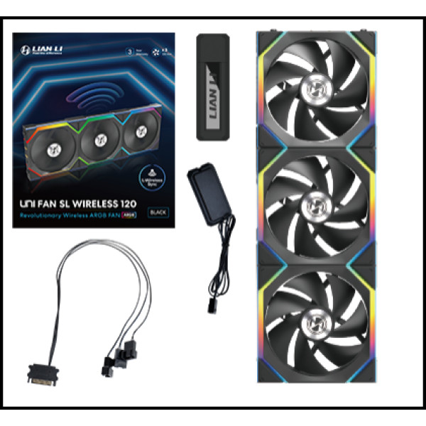 Фото - Корпусний вентилятор Lian Li Uni Fan SL WIRELESS 120-3 Black (G99.12SL1W3B.00)