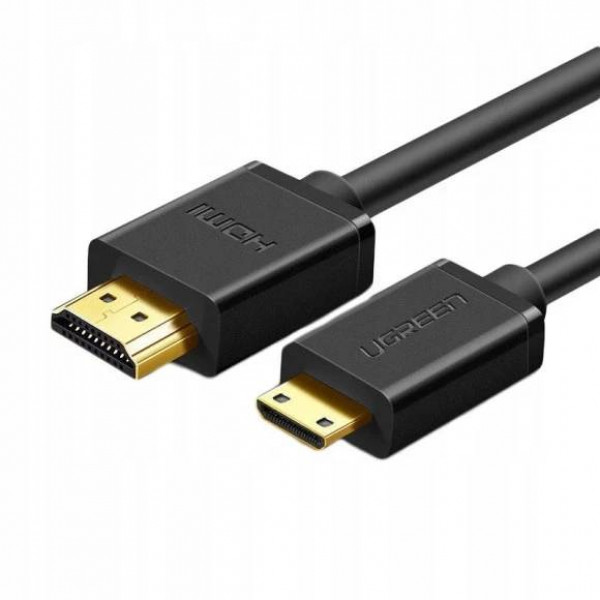 Фото - Кабель HDMI UGREEN HD108 miniHDMI to HDMI, 1.5 m, v2.0 UltraHD 4K-3D Black (11167)