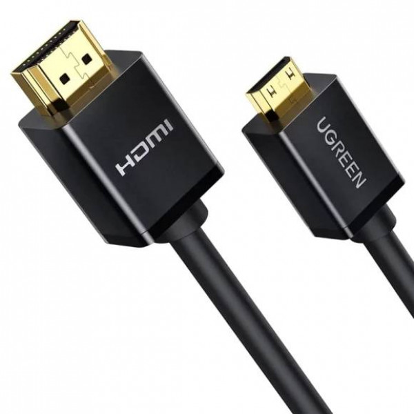 Фото - Кабель HDMI UGREEN HD108 miniHDMI to HDMI, 1.5 m, v2.0 UltraHD 4K-3D Black (11167)