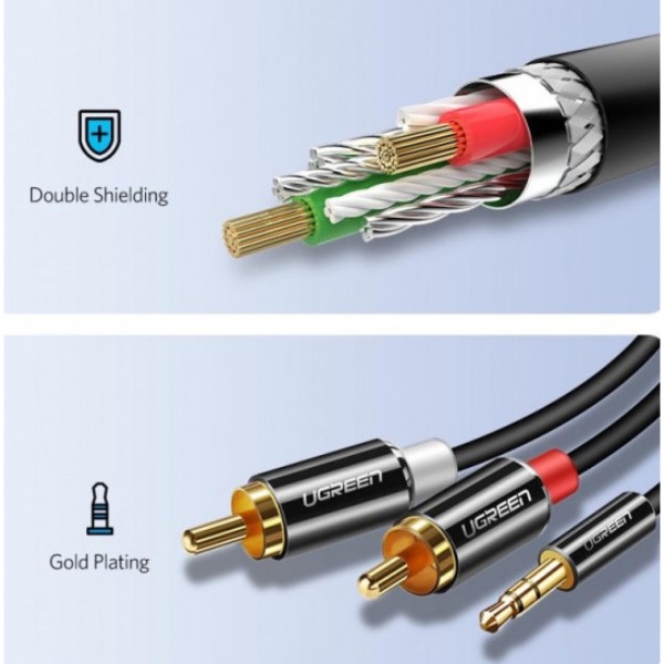 Фото - Кабель 3.5 мм - RCA UGREEN AV116 3.5 mm to 2RCA 1 m Black (10749)