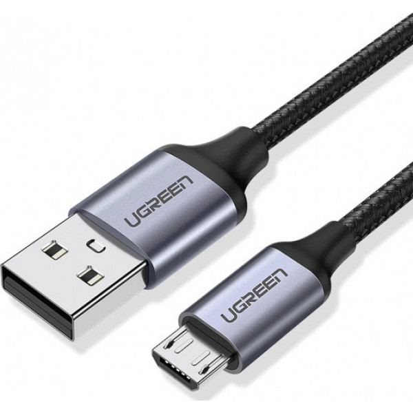 Фото - Кабель UGREEN US290 USB-A 2.0 - MicroUSB Aluminum Braid 1.5 m Black (60147)
