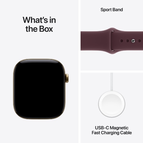 Фото - Смарт-часы Apple Watch Series 12 GPS + eSIM 42mm Radiant Gold Titanium Case with Burgundy Sport Band - M/L