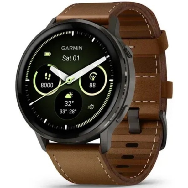 Фото - Смарт-часы Garmin Venu 4 (45mm), Black w/ Slate + Leather (010-03014-03)