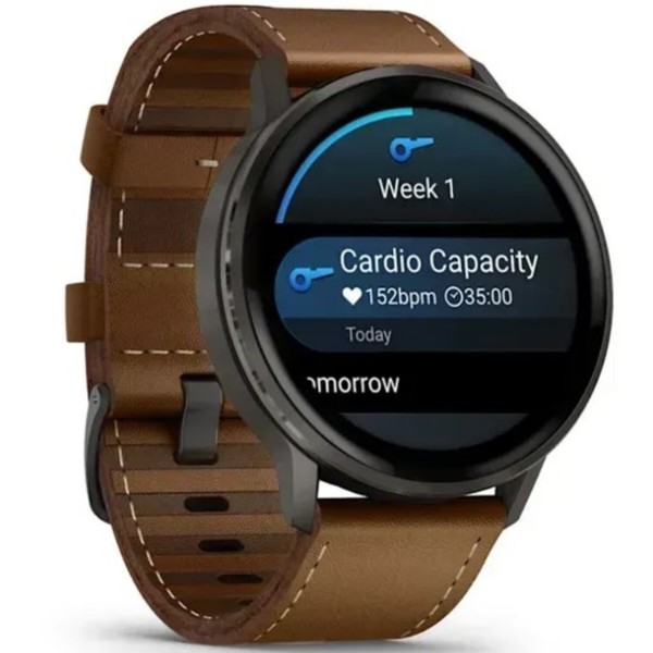 Фото - Смарт-часы Garmin Venu 4 (45mm), Black w/ Slate + Leather (010-03014-03)