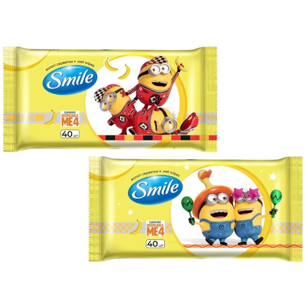 Фото - Серветки гігієнічні вологі Smile Ліцензійні герої Міньйони 40 шт. (42139195)